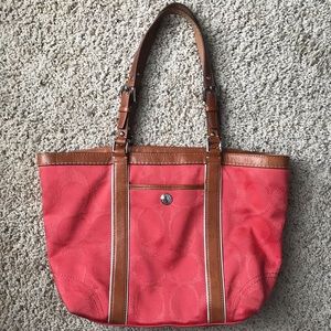 Authentic Coach Bucket Bag in Perfect Coral